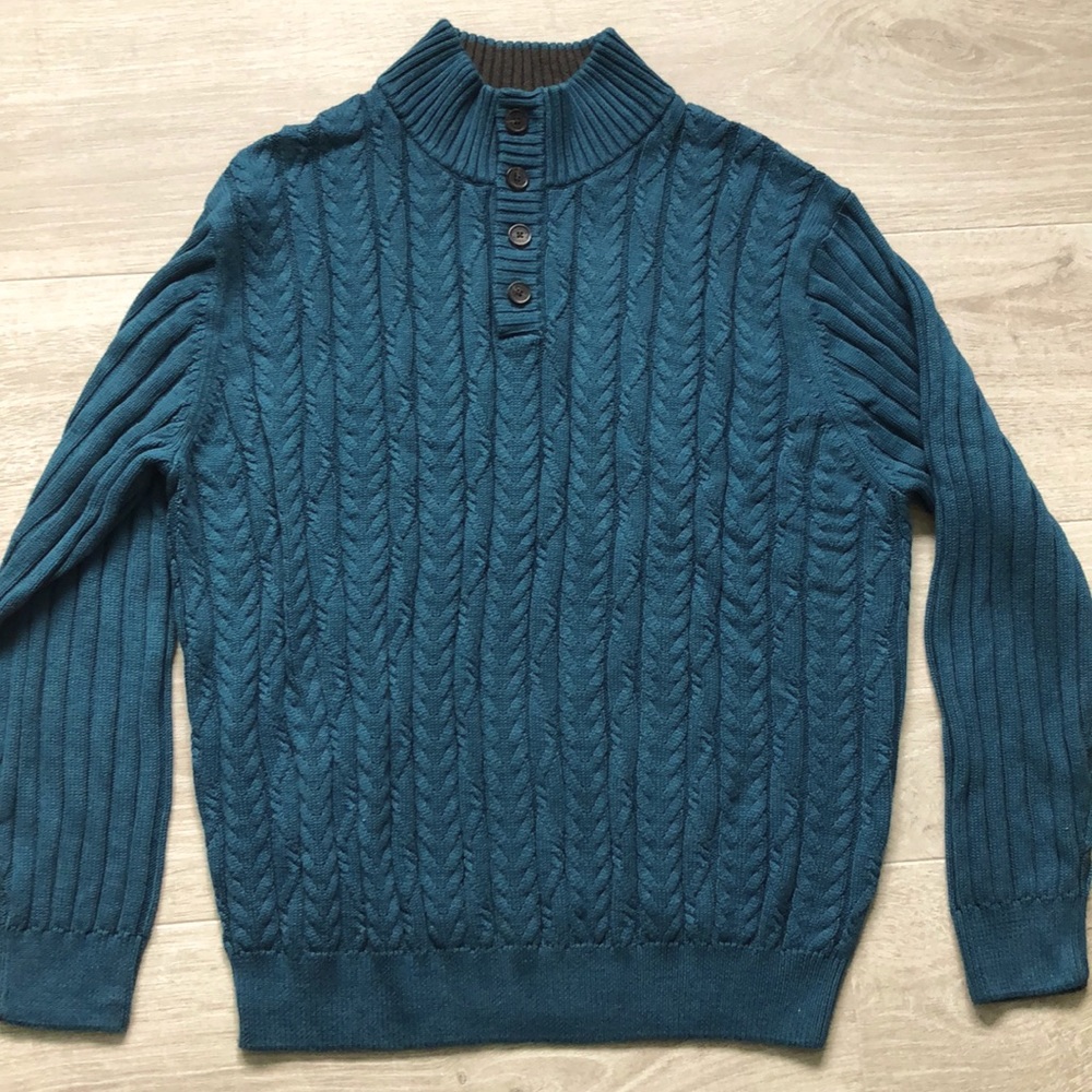 Jos. A Banks Mens Cable Knit Sweater Blue size L